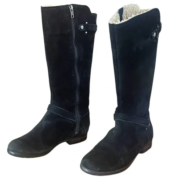 UGG Jillian knee high side zip black suede boots. Sherpalined. Size 7.5 GUC - Picture 10 of 16